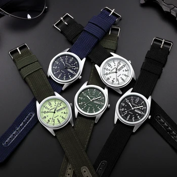 Noua Moda Celebre ORKINA Brand Data Bărbați Cuarț Ceas Armata Verde Militar Panza Curea Analog Ceasuri Sport Ceasuri de mana Ceas
