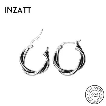 INZATT Real 925 de Argint Geometrice Hoop Cercei Pentru Femei de Moda de Petrecere Minimalist Bine de Bijuterii de Epocă 2019 Accesorii