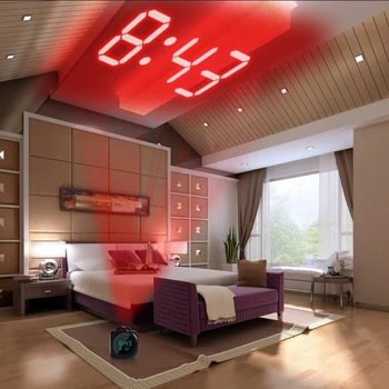 Ceas Cu Alarmă Lumina De Noapte Cu ProjectorLamp Voce Temperatură Digital Cu Timp De Proiectie Pe Tavan Perete Pentru Acasă Decorare Masă