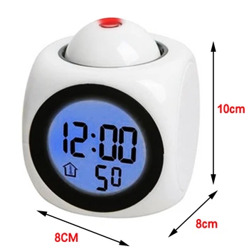 Ceas Cu Alarmă Lumina De Noapte Cu ProjectorLamp Voce Temperatură Digital Cu Timp De Proiectie Pe Tavan Perete Pentru Acasă Decorare Masă