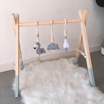 3 Piese Nordic Șirag de mărgele de Lemn Ghirlanda Jucaria Decor Camera pentru Copii Baby Gym Senzoriale-Inelul Jucării Juca Cort Ornament Flamingo/Nor/Pene