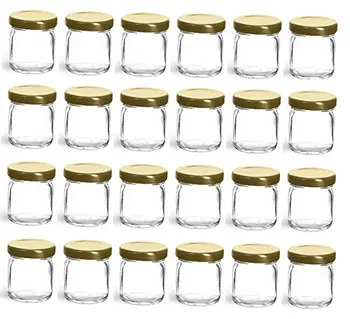 NOU! 1.5 OZ 42 ml Pahar Rotund Mini Borcane cu Aur/Argintiu/Negru capace,Utiliza pentru Gem,Miere,Bomboane,marturii pentru Nunta,Spice,Pachet de 24BUC