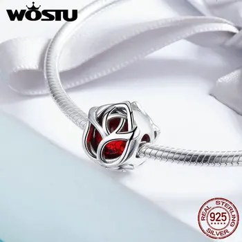 WOSTU Noi, Originale, Argint 925 Romantic Red Cristal Ajurata Crescut cu Margele De Moda Originale Femei Brățară CQC568