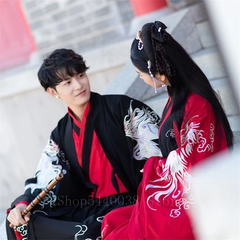 Stil Tradițional Chinezesc Hanfu Om Rochie De Femeie Broderie Eleganta Vechi Dans Popular Costum De Anul Nou Cuplu Hanfu Cardigan
