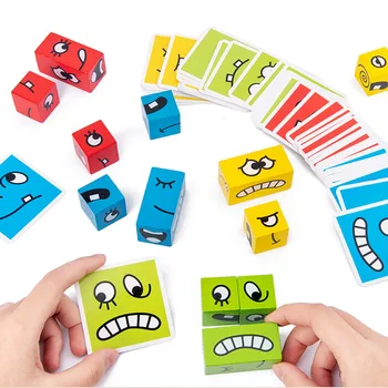 Lemn de desene animate schimbare fata magic cube fata fantoma puzzle pentru copii provocare nivel tabla de joc de puzzle jucărie