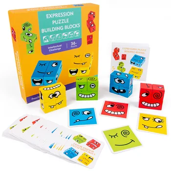 Lemn de desene animate schimbare fata magic cube fata fantoma puzzle pentru copii provocare nivel tabla de joc de puzzle jucărie