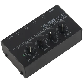 Ue Plug,Ha400 Ultra-Compact cu 4 Canale Mini o Amplificator pentru Căști Stereo Cu Adaptor de Alimentare Negru