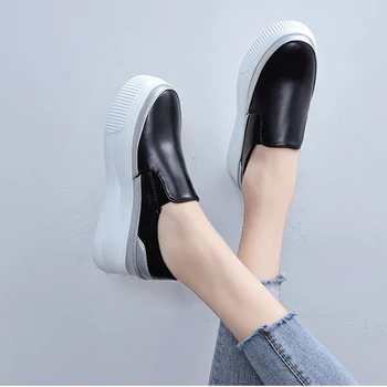 Femei Din Piele Moale Vulcanizat Pantofi Doamnelor Banda Elastica Platforma Mocasini Femei De Moda Încălțăminte De Femeie Confort Pantof 2021