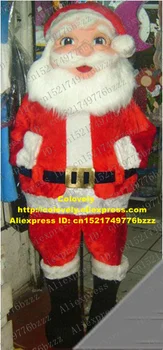 Frumos Roșu Moș Crăciun Costum Mascota Mascotte Moș Crăciun Kriss Kringle Adult Cu Lungă Barbă Stufoasă Alb Nr 1841 Gratuit Nava