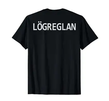 Logrelan Islanda Poliția T-Shirt Dublu Partea 2019 Vânzare Fierbinte Nou Brand De Moda O-Gât Stil Oversize Amuzant Tricou