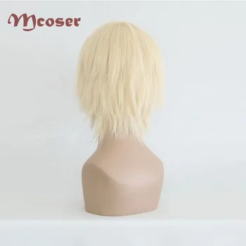 MCOSER 35cm Scurt Blonda Sintetice Cosplay Costum Peruca de Înaltă Temperatură Fibre PERUCA-048A