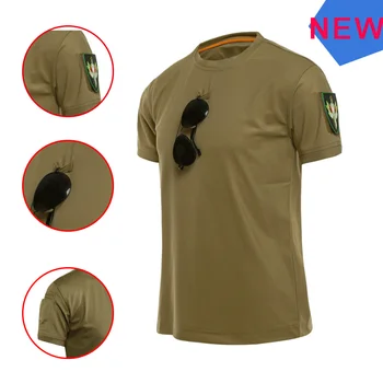 Bărbați Mânecă Scurtă T-Shirt Barbati Slim Fit Rapidă de Uscat Tricouri Rugby Brand rusesc Armata SUA Tactice Tricou Crop Top Verde