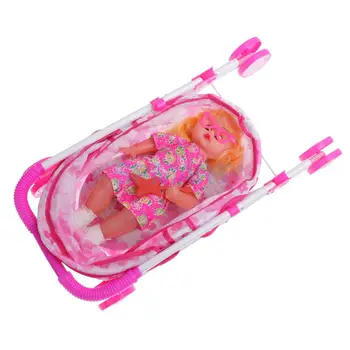 Papusa de Plastic Cărucior w/ Baby Doll de Joaca pentru Copii Carucior de Jucarie Copil Pretinde Joc Set Cadou de Crăciun