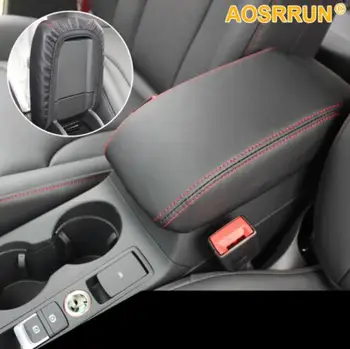 Auto-styling Negru ROSU din piele PU Auto Cotiera Capacul Cutiei de Accesorii Auto se potrivesc Pentru Audi Q2 2016 2017 2018