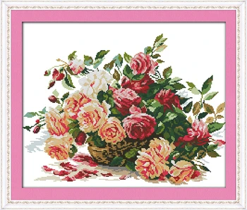 Un coș de trandafiri goblen kit de flori 18ct 14ct 11ct conta imprimate panza cusaturi de broderie manual DIY manual