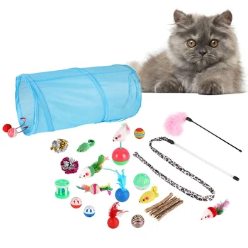 20 Buc Pisica animale de Companie Jucării Set Asortate Teaser Pisici Exercițiu Jucării Bagheta Jucărie, Mouse-ul, Sisal Minge de companie jucărie pentru pisici 2019
