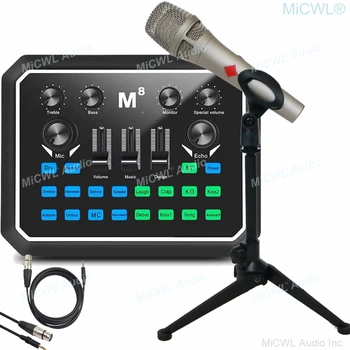 Profesionale M8 Digital placa de Sunet Live Audio Mixer Cu KMS 105 Microfon cu Condensator Microfone Set