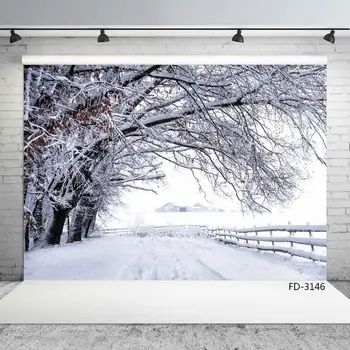 Iarnă Zăpadă Snowfield Copac Fermă De A Vizualiza Imagini De Fundal De Vinil Copil De Fotografie De Studio Foto Recuzită Fundaluri De Peisaj