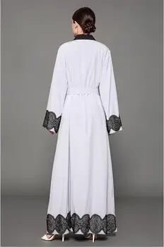 Plus Dimensiune Broderie Kimono-Îmbrăcăminte Hijab Rochie Islamice Față Deschide Abaya Dubai Caftan