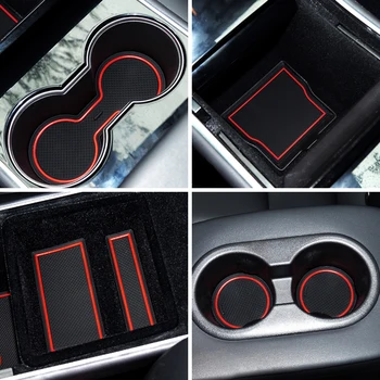 Interior masina Cupa Mat Pentru Tesla Model 3 În 2020 Masina Consola Folie Mat Non-alunecare Poarta Slot Centrul de Protecție Ceașcă Titularul Pad Accesorii
