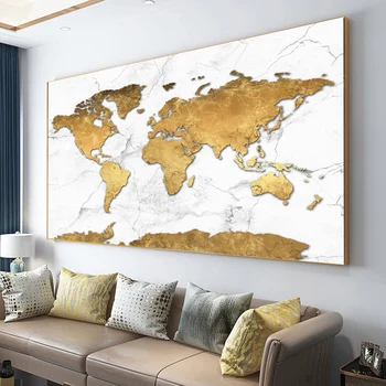 Harta lumii Decorative, Postere si Printuri de Arta de Perete Tablouri Canvas Moderne de Dimensiuni Mari de Imagine Pentru Camera de zi Decor Acasă Cuadros