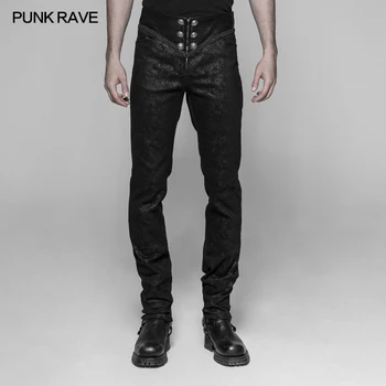 Punk Rave Mens Pantaloni Rock Floar Gothic Moda Retro Palat Slim-Montaj Bărbați Pantaloni De Performanță Etapă Pantaloni Barbati Pantaloni Lungi
