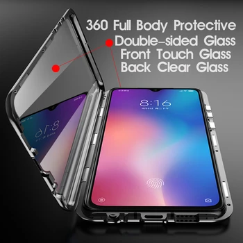 Două Fețe Magnetice Caz de Metal Pentru Xiaomi Redmi Nota 9 9 8 8T 7 9A 9C K20 10 Ultra 9T CC9 Pro POCO X3 NFC F2 Pro Capac de Sticlă