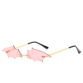 2020 Mici fără ramă Ochi de Pisica ochelari de Soare Femei Nou de Lux de Brand SteamPunk Ochelari de Soare Metal Bat Formă Unică de Ochelari de vedere Barbati UV400