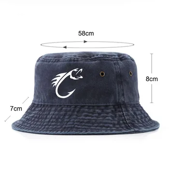 Dificultate Spălat Bumbac Pălărie Găleată Imprimat Logo-Ul De Pescuit, De Vânătoare Capac Unisex Moda Bob Capace De Plajă În Aer Liber Pescar Panama