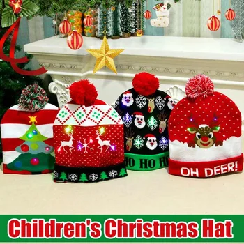 Lumina LED-uri de Crăciun Pălării Moș crăciun Pălării Copii, Femei, Bărbați, Băieți și Fete Pulover Capac Ornamente de Decor Pentru Petrecerea de Crăciun de Recuzită