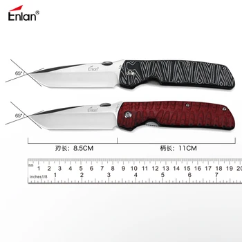 ENLAN L-01 Cutit Tactic Otel 8Cr13mov Satin Lama,Micarta/Mâner din Lemn Pliante cuțite de Camping Luptă de Supraviețuire Cuțite de Buzunar