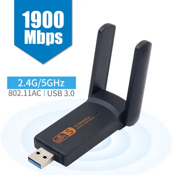 Wireless USB 1900Mbps Adaptor WiFi Dual Band 2.4 G/5Ghz, USB 3.0, WIFI, Lan Adapter Adaptor 802.11 ac Cu Antena Pentru Laptop Desktop