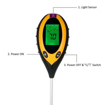 4-în-1 de Sol, pH-Metru Digital de Umiditate a Solului/Lumina/Temperatura/Tester pH Instrument de Grădinărit cu Iluminare din spate