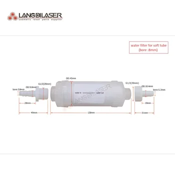 Apa purifica dispozitiv de filtrare pentru 755 808 1064 frumusete diodă laser de îndepărtare a părului mașină instala pentru teava de 8mm tub moale