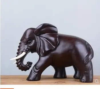 Negru lemn de santal mână-sculptate masiv Sculptat din lemn elefant living pridvor de lemn statuie decor fabrica de vânzare directă