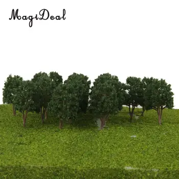 MagiDeal 20buc/Pachet culoare Verde Inchis Model Copaci N Scară Tren Parc de cale Ferată de cale Ferată Layout Wargame Peisaj Scenă Diorama Jucării 7.5 cm