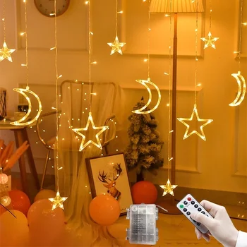 3,5 M LED Star Luna Perdea de Lumini, Ghirlande de Crăciun Șir de Lumini de Basm în aer liber Pentru Acasă Nunta Petrecere de Vacanță de Anul Nou Decoruri
