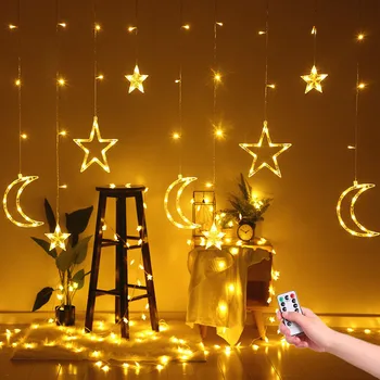 3,5 M LED Star Luna Perdea de Lumini, Ghirlande de Crăciun Șir de Lumini de Basm în aer liber Pentru Acasă Nunta Petrecere de Vacanță de Anul Nou Decoruri