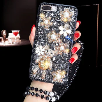 Moda Bijuterii Bling Stras Cristal de Diamant Drăguț Urs de Caz Pentru iPhone 11 ProMax X XR Xs Max 6 6s 7 8 Plus 12 SE 2020 de Acoperire