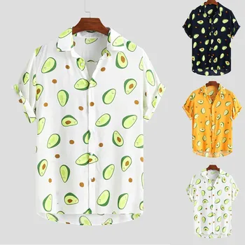 Hawaiian Tricouri Barbati Amuzant Avocado Tipărite Rândul Său, În Jos Guler Maneca Scurta Camasi Casual Barbati Butonul De Streetwear Plaja Tricouri Bluza