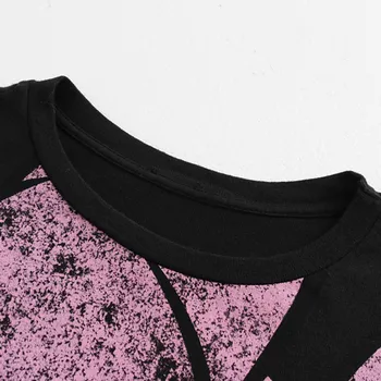 Artsnie Streetwear Vrac Desene animate Femei tricou de Vara 2019 O-Gat Maneci Scurte Negre Tricotate Teuri de Top de sex Feminin Fată Casual t-shirt