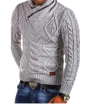 ZOGAA Pulover de Iarna Barbati Pulover tricotat cu Fermoar V Gât trage homme Mens Casual, Pulovere Pulover tricoul hombre Plus Dimensiune S-3XL