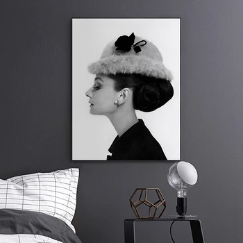 Audrey Hepburn Poster Alb-Negru Estetice, Panza Pictura De Perete De Arta, Printuri De Imagini Moderne Cameră Decor Acasă Decorare Casa