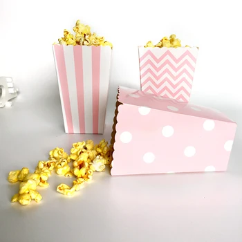 24buc/lot Decor Nunta Consumabile Mini Popcorn Cutii Chevron Dot Bomboane cu Dungi tip Bufet în Favoarea Partidului de Hârtie Saci de Prada