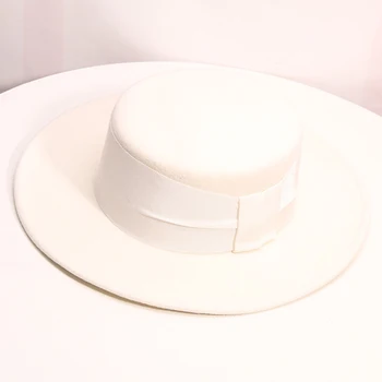 Negru/alb margine largă biserica simplu derby pălărie Panama solid simțit fedora pălărie pentru bărbați și femei lână pălărie de top kentucky