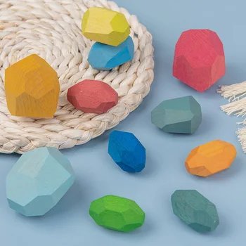 Curcubeu și Degradeuri de culoare sau Jurnal de culoare piatra blocuri jucarii pentru copii de stivuire jucărie din lemn naturall Culoare blocuri de piatră