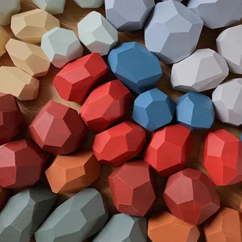 Curcubeu și Degradeuri de culoare sau Jurnal de culoare piatra blocuri jucarii pentru copii de stivuire jucărie din lemn naturall Culoare blocuri de piatră