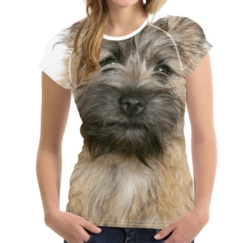 Câine amuzant Cairn Terrier de Imprimare Femeie de Vara T-shirt Respirabil Maneci Scurte Topuri Tee Îmbrăcăminte Fată Casual, Camasi