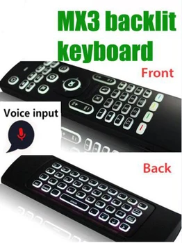 Mx3 aer mouse-ul de voce wireless keyboard sprijină engleză/ rusă backlit sau normal/voce cu 3-Gyro 3-Gsenso pentru tv box