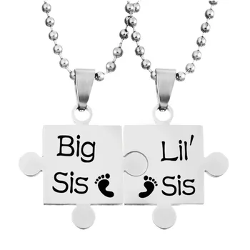 2 buc/Seturi de sora mai Mare Lil Sis Cuvinte Amprenta Puzzle Coliere Pandantiv pentru Femei Sora Prieteni Cadou de Aniversare